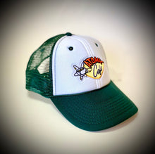Load image into Gallery viewer, Atomic Cafe - White &amp; Green Trucker Hat with Atomic Logo
