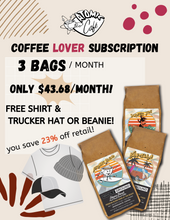 Load image into Gallery viewer, COFFEE LOVER SUBSCRIPTION - 3 bags/ month (read more)
